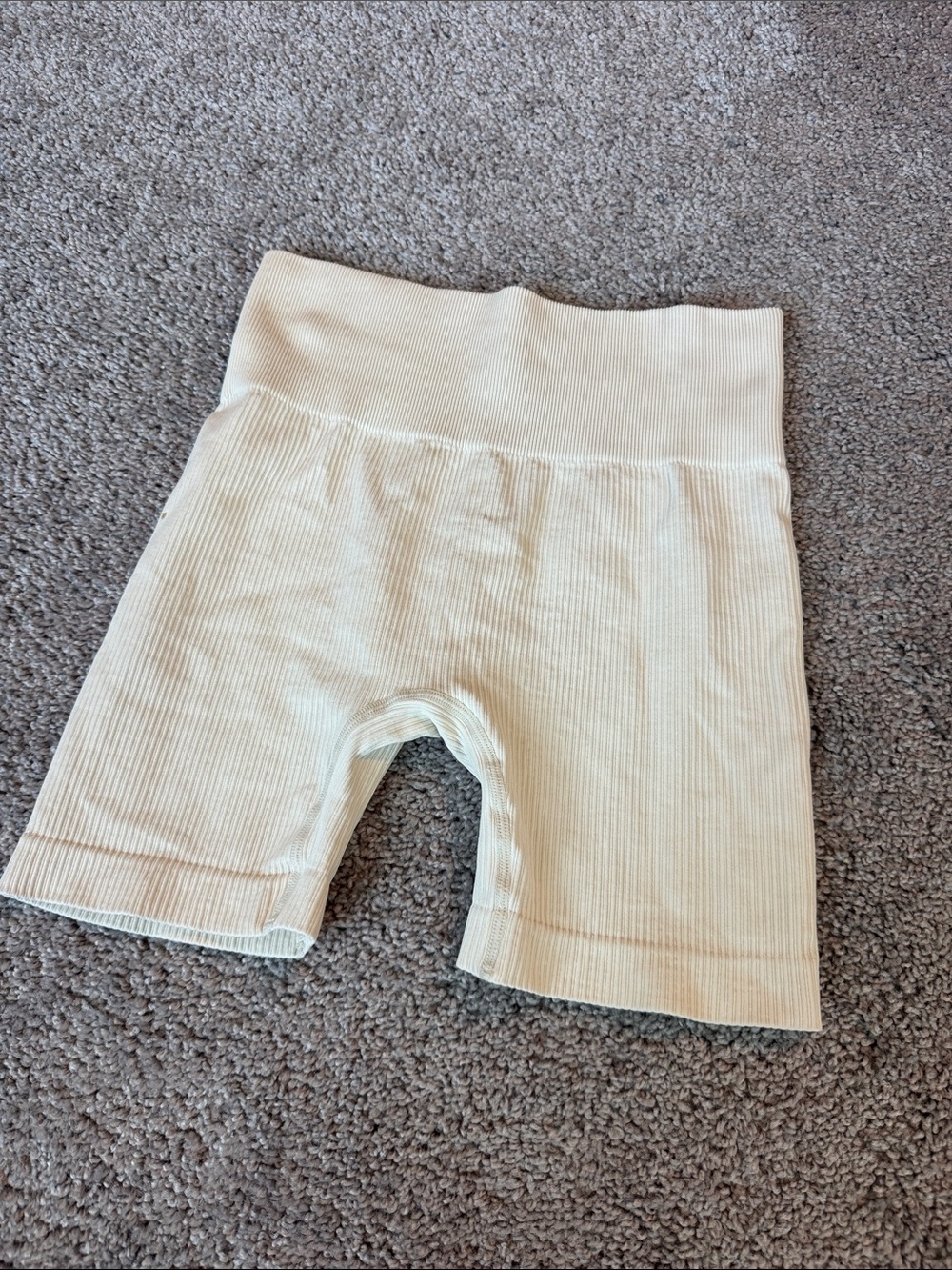 Cream Ribbed Bike Shorts